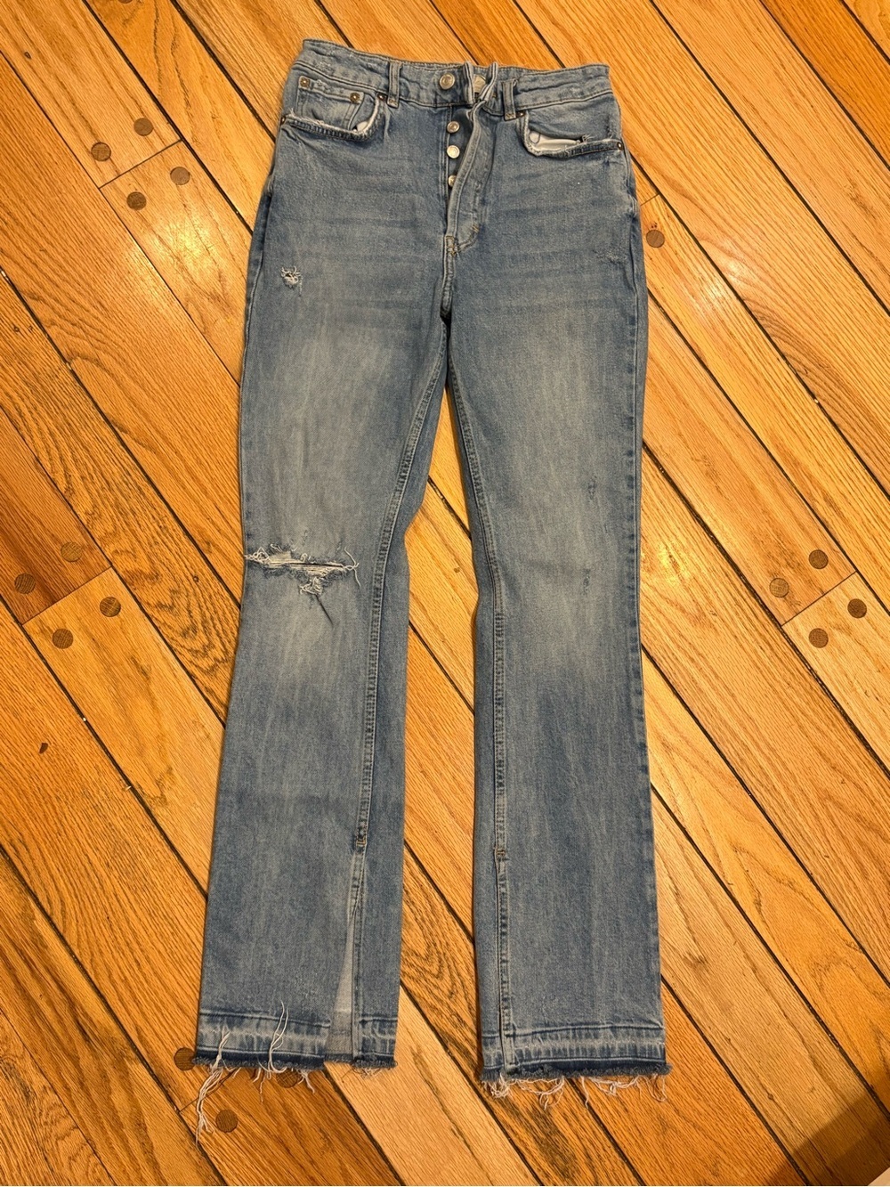 Free People We the Free High Waist Distressed Women’s Split Hem Jeans size 27